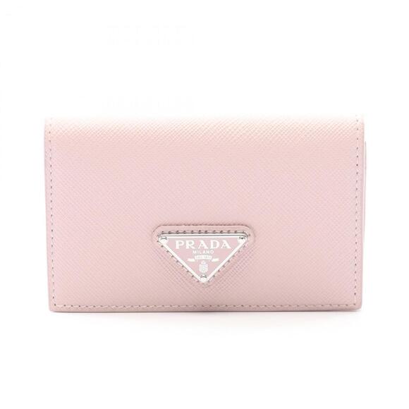 PRADA Accessories - Prada Saffiano Triangle Business Card Case, Leather, Women's, Pink